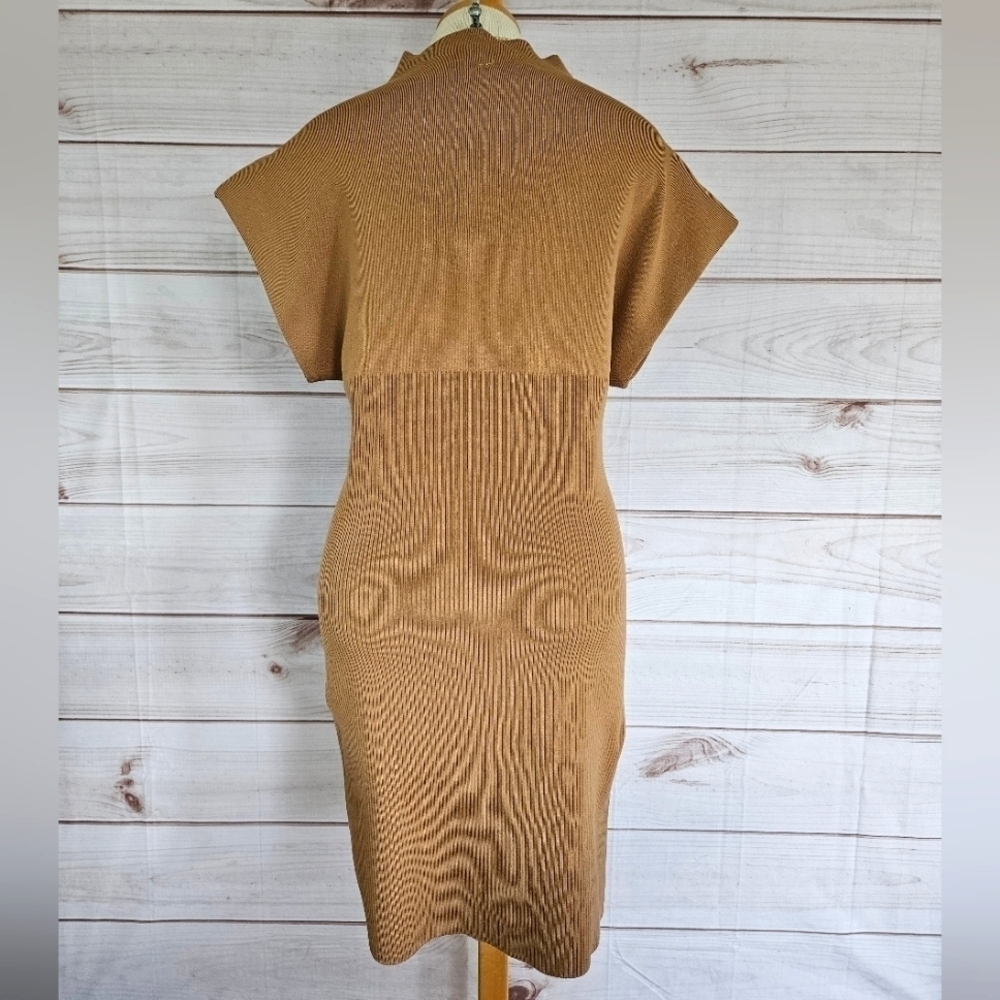 Anthropologie Mock Neck Cap Sleeve Mini Dress Cedar XL - Picture 14 of 16